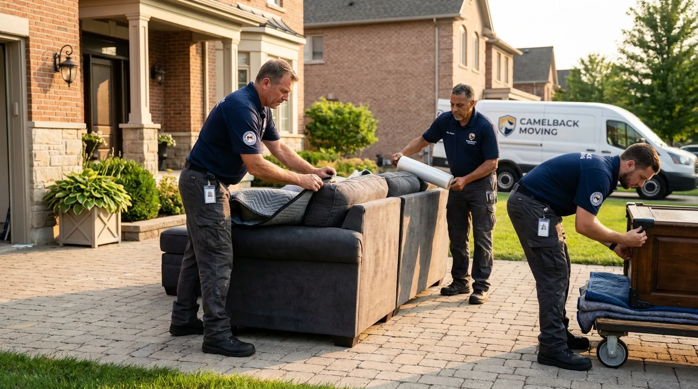 Large estate moving crew wrapping furniture in Garden Grove, CA