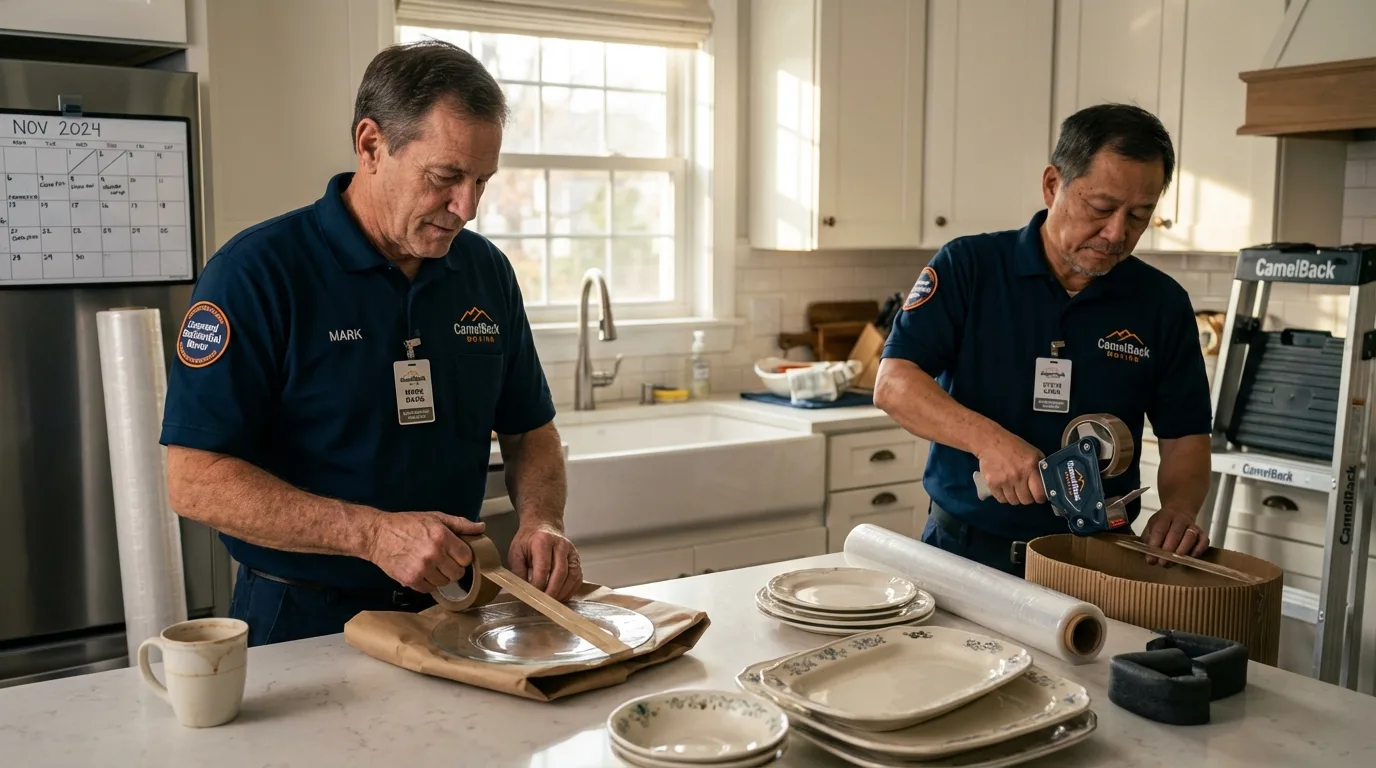 Professional crew packing kitchen dishware in Garden Grove, CA